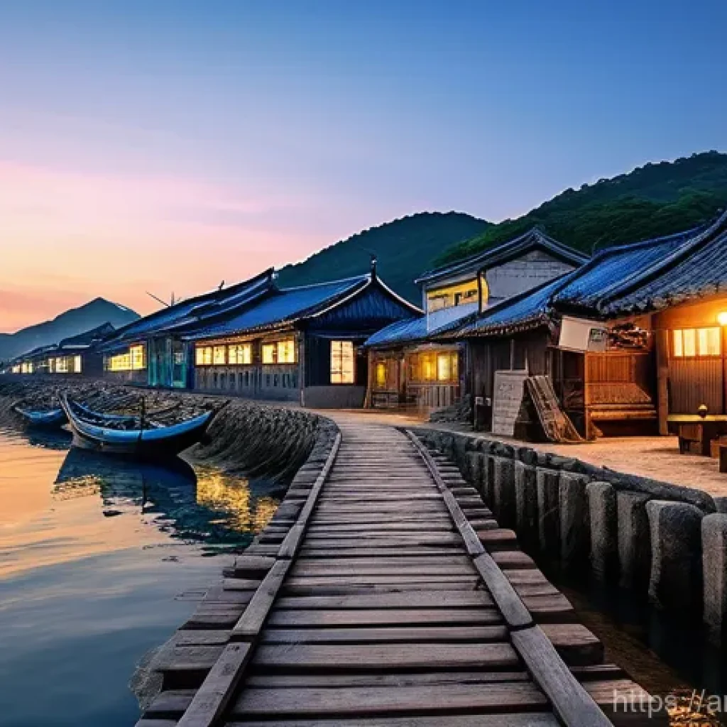 경상도 울산 산업단지 형성 - **Prompt 1: Ulsan's Historical Transformation: From Fishing Village to Industrial Dawn**
    "A capt...