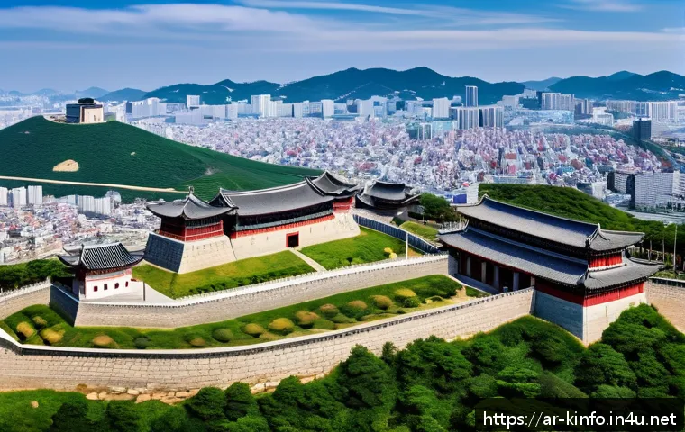 경기도 수원 화성 축조 역사 - A panoramic view of Hwaseong Fortress stretching over